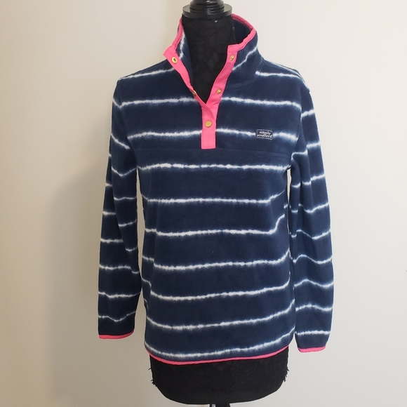 Simply Southern Blue Tie Dye Striped Snap Front Pullover Jacket Sweater Small - Picture 1 of 8